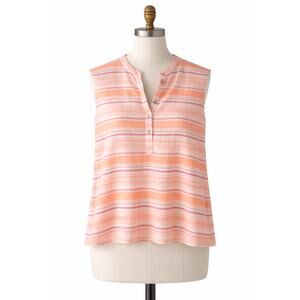 Fresh Produce Sheer Sleeveless Striped Cotton Top Women’s XL / X1 Peach Pink